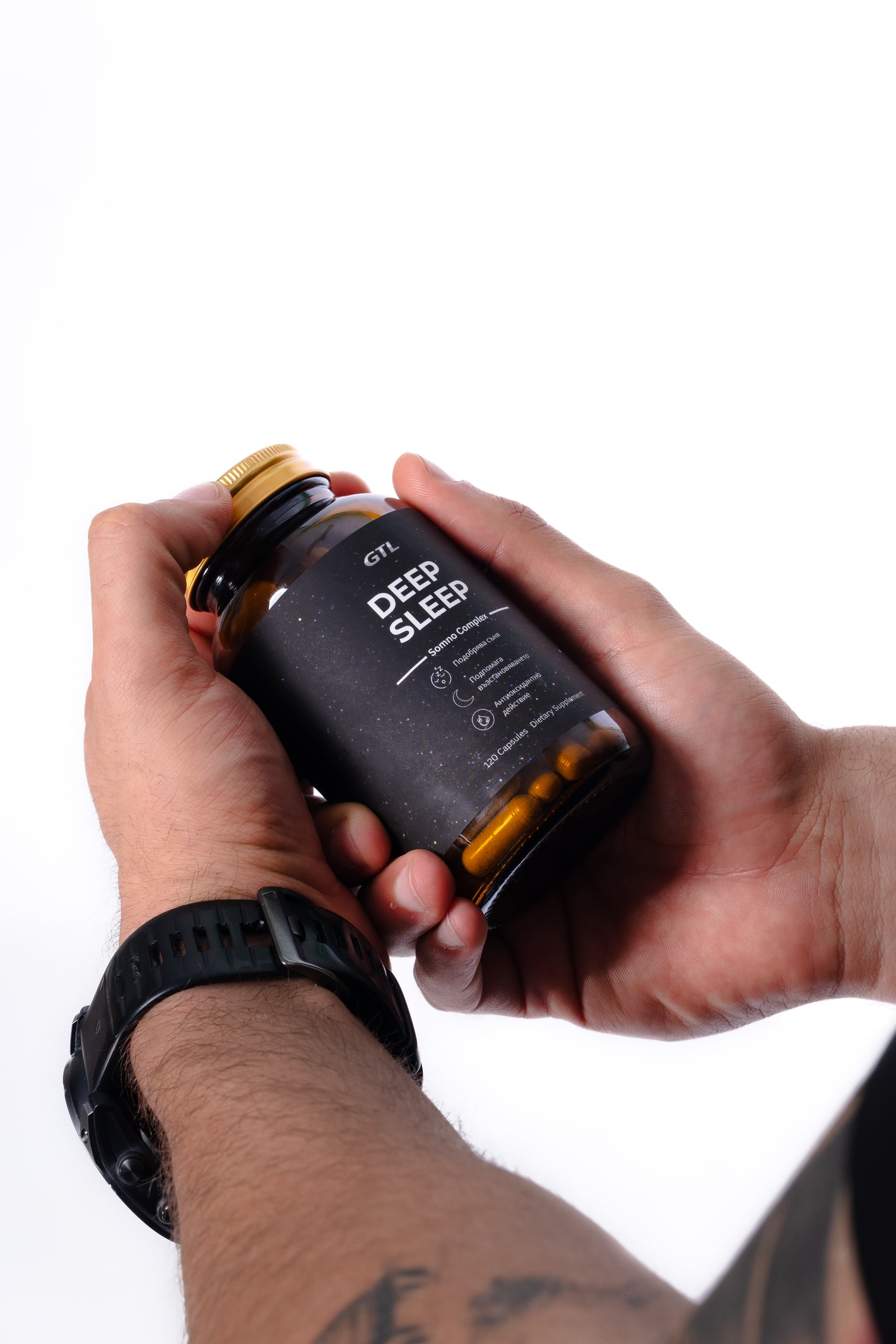 deep sleep bottle two hands