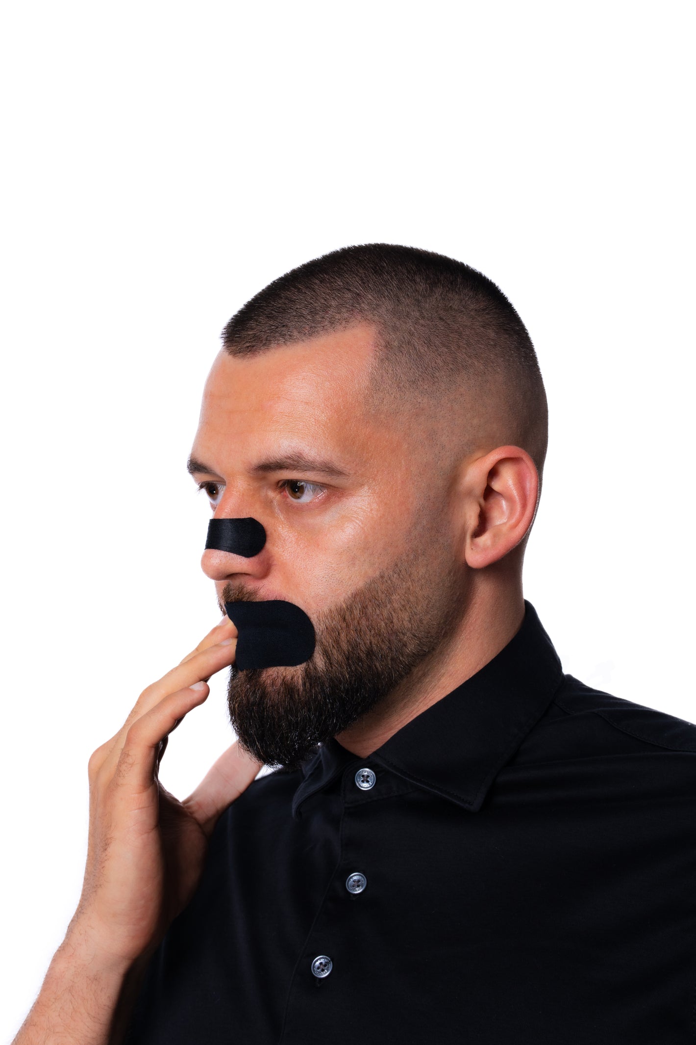 nose strip and mouth tape front view